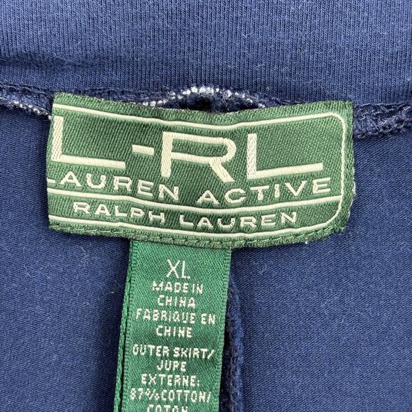 Ralph Lauren Skort Size XL Navy Blue White Stretch Pull On Built in Shorts LRL - Picture 2 of 9